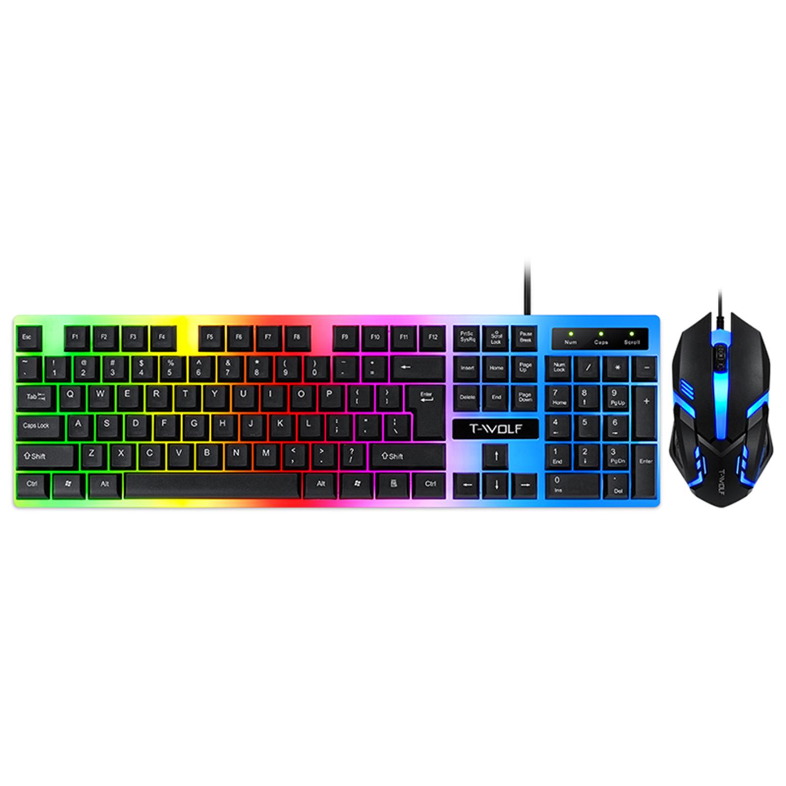 Bộ bàn phím và chuột chơi game có dây TF230 Đèn nền LED đầy màu sắc dành cho máy tính xách tay dành cho game thủ PC