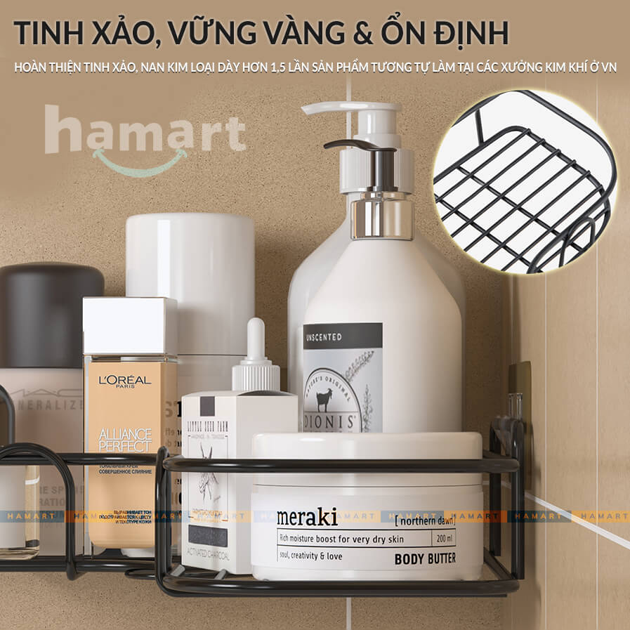 Kệ Treo Góc Tường Tam Giác Giá Treo Nhà Tắm Trang Nhã Kèm Miếng Dán Siêu Chắc Tiện Lợi