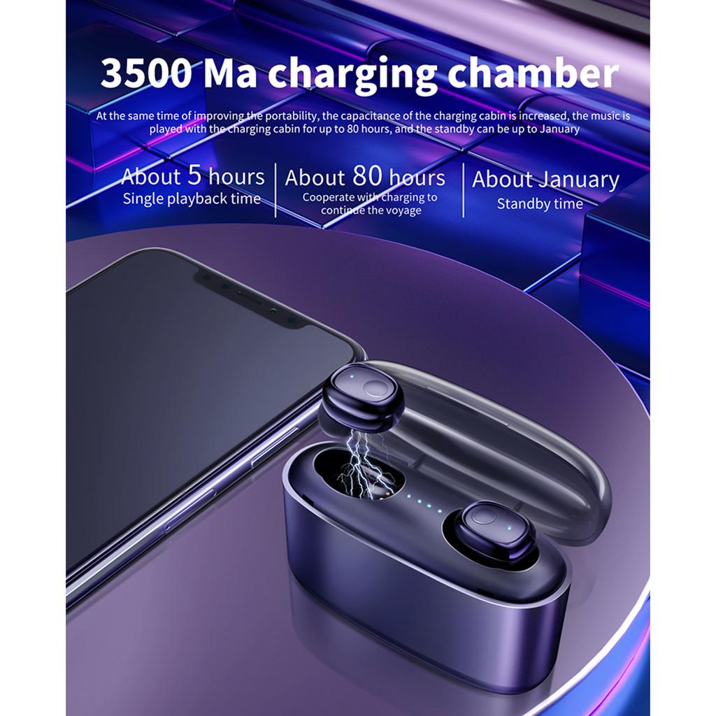 Bluetooth 5.0 Wireless Earbuds w/ Charging Case IP54 Waterproof TWS Stereo Headphones in Ear w/ Mic Headset Premium Sound w/ Deep Bass for Sport