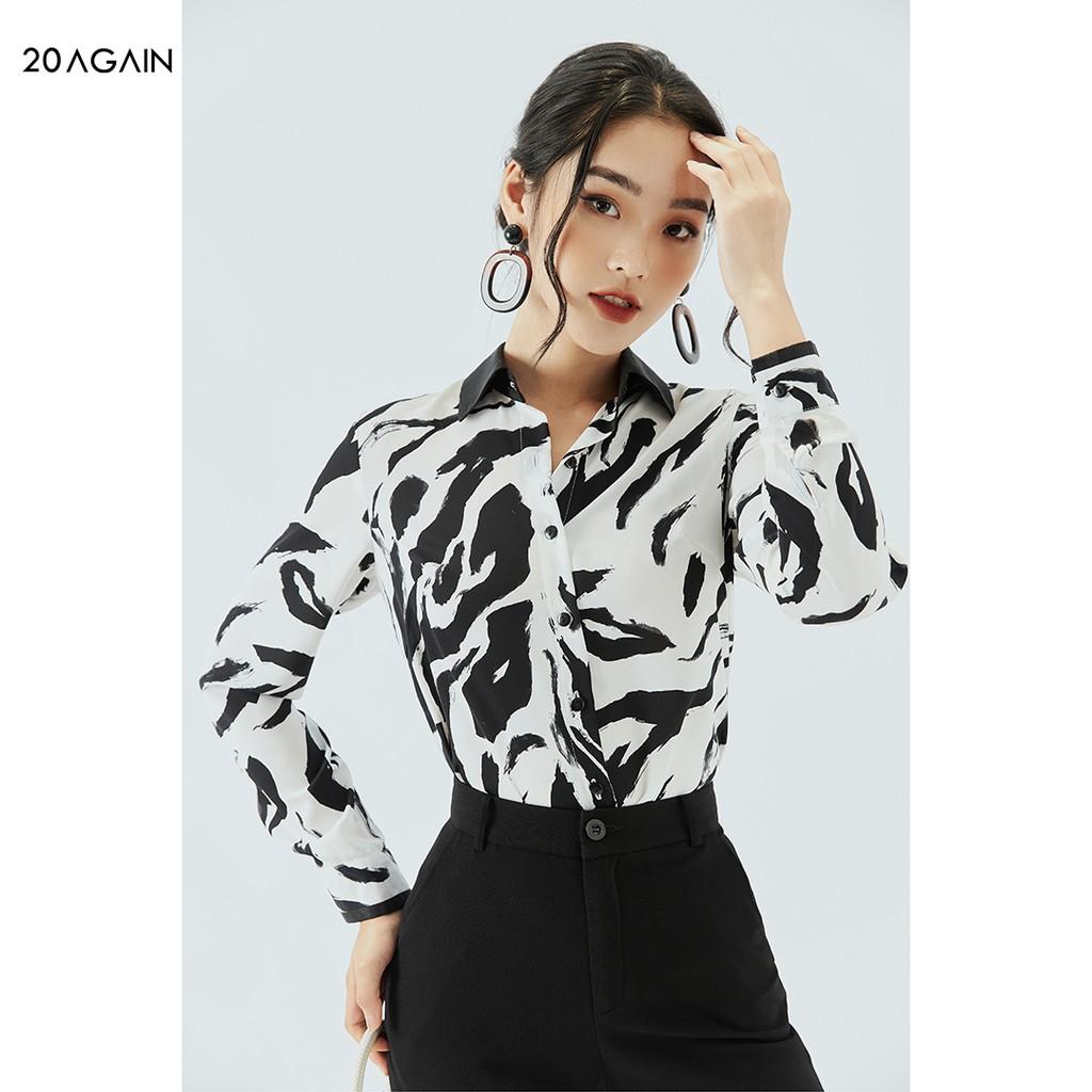Áo sơ mi nữ dài tay cổ đức 20AGAIN, thiết kế công sở ASA1864
