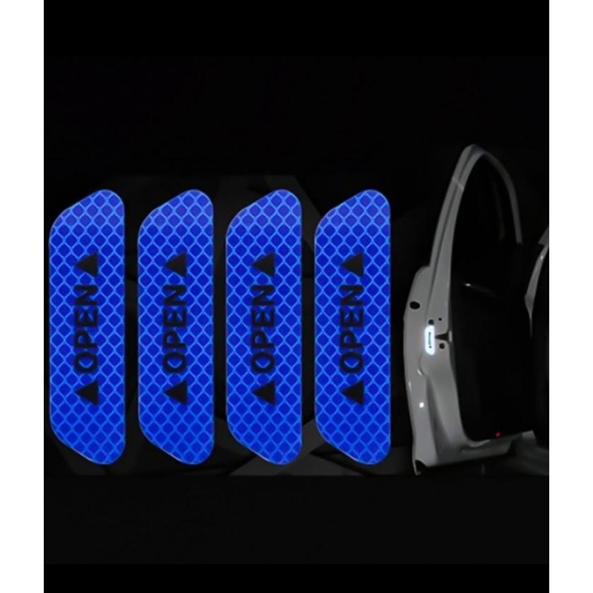Bộ decal 4 miếng OPEN dán cửa xe hơi phản quang cảnh báo va chạm – Miếng dán phản quang Open