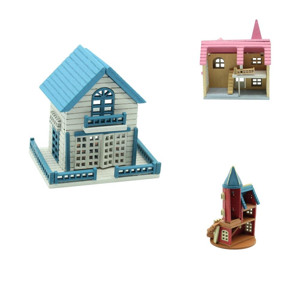 Wonderful DIY Handcraft Miniature Wooden Dolls House Gifts Pink