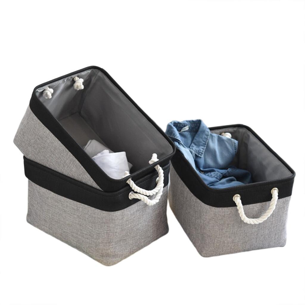 AA Linen Storage Basket Foldable With Cotton Rope Handle Nordic Fabric Household Products Storage Box
