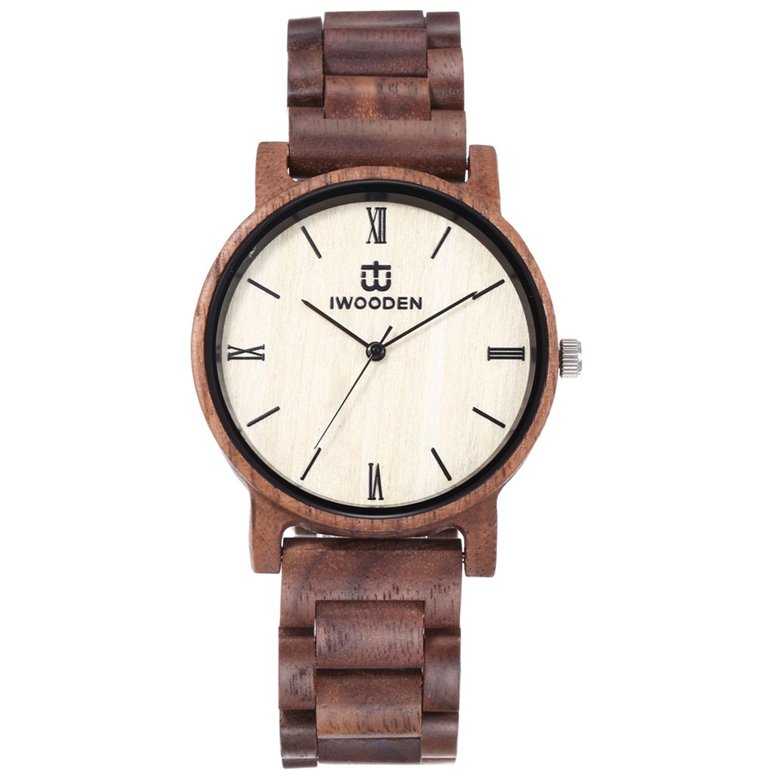 Đồng hồ nam bằng gỗ IWOODEN tương tự Thạch anh siêu nhẹ
