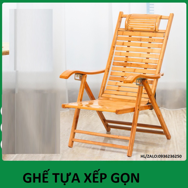 Gd470 Ghế bập bênh bằng tre gấp gọn thư giãn tựa lưng-kèm mát xa chân