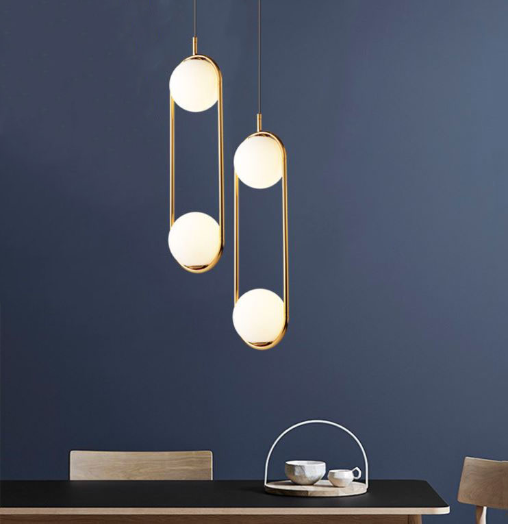 Đèn thả ZATEM chao thủy tinh địa cầu, khung mạ vàng hình Elip 2 đầu độc đáo - kèm bóng LED chuyên dụng .
