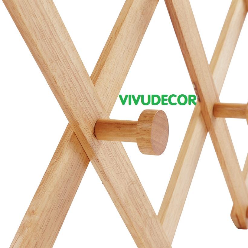 Móc Xếp Gỗ 10 nhánh Vivudecor - Móc Xếp Thông Minh Biến Hình Phù Hợp Với Mọi Không Gian, Treo Tường Không Cần Khoan