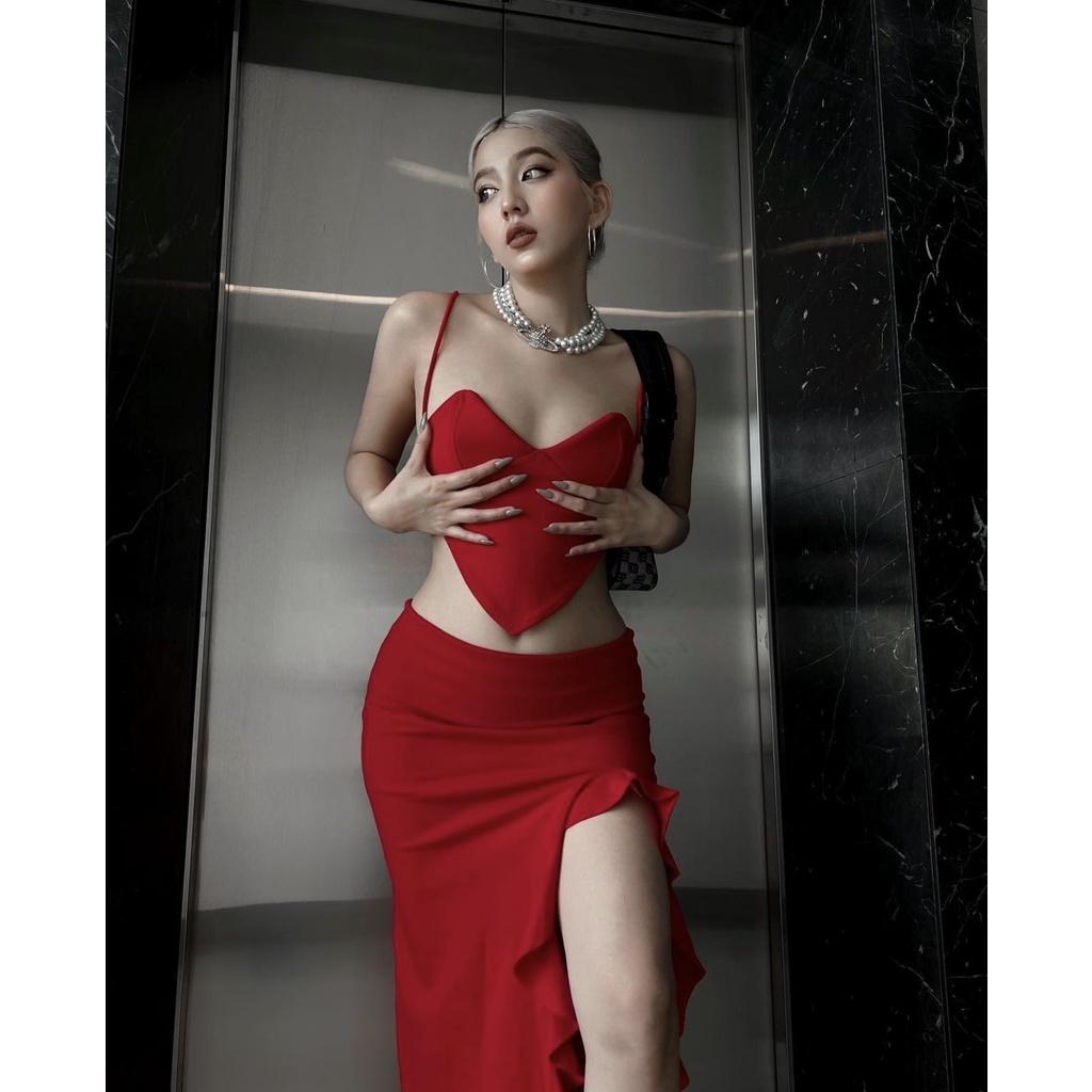 Set áo croptop thiết kế kiểu nữ chân váy ôm body chất thun cao cấp mềm mại cá tính hot trend carrotxinhdep