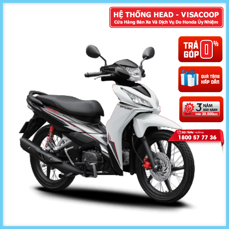 Xe máy Honda Wave RSX 2024 - Trắng đen bạc - Thể thao