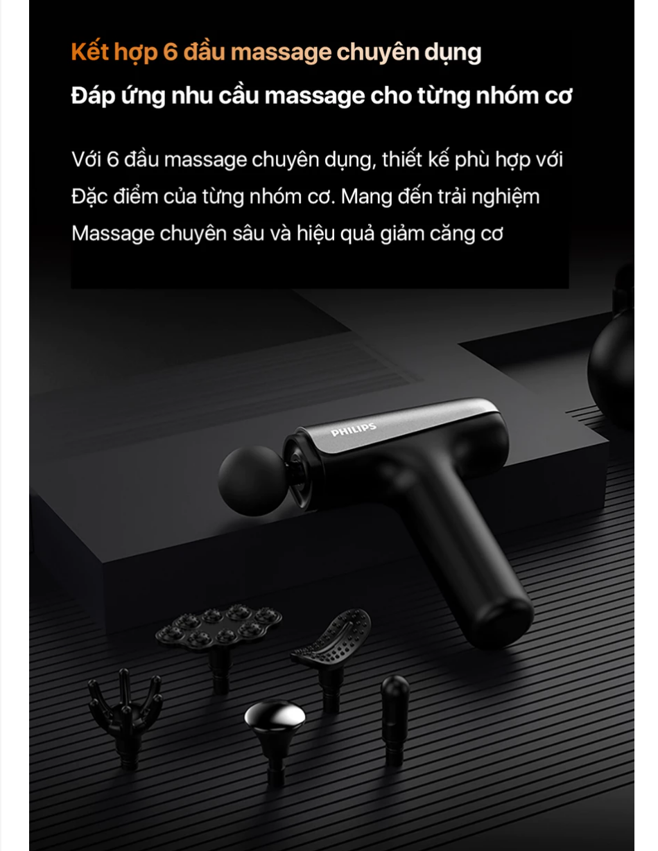 Máy Massage Cầm Tay PHILIPS 7325 đầu massage hợp kim nhôm titan 6 đầu massage chuyên sâu - Hàng chính hãng