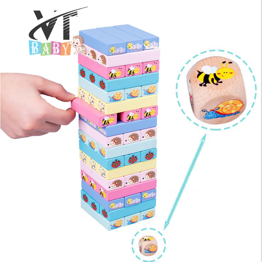 Bộ Đồ Chơi Rút Gỗ Số - Màu - Hình Động Vật Cao Cấp Cho Bé