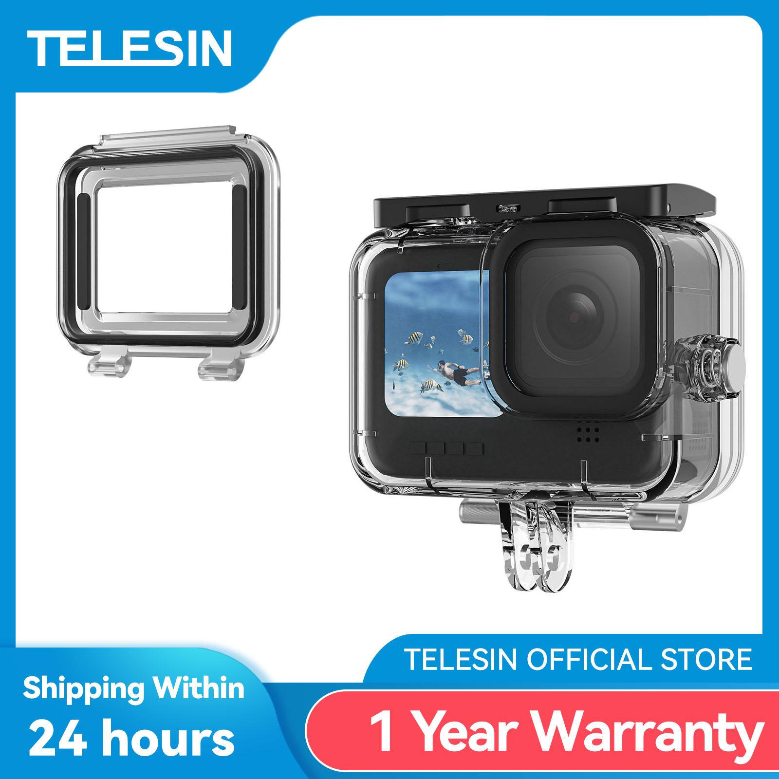 Trường hợp chống nước telesin đầy đủ cảnh chống fog dưới nước ủ ống kính cường lực ống kính lặn cho GoPro Hero 9 10 11 Đen