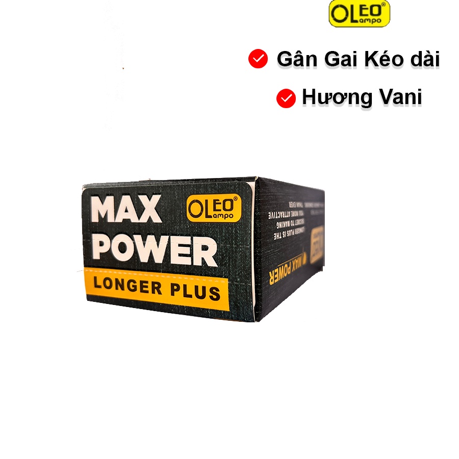 Bao cao su OleoLampo Maxpower 10 bao gân gai kéo dài, nhiều gel tăng cường cảm giác.