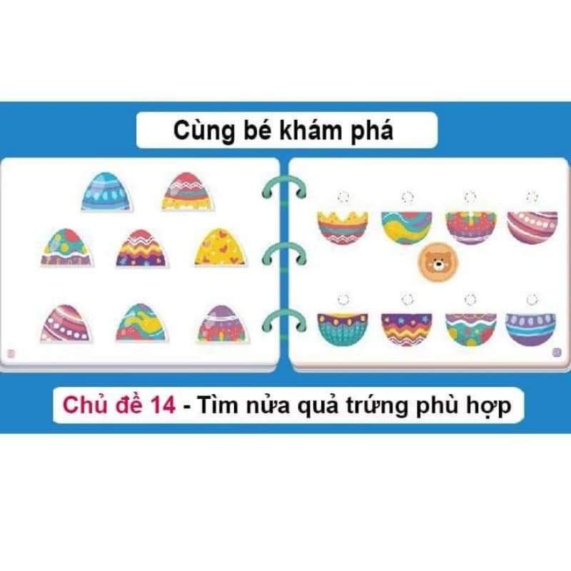 Học liệu bóc dán thông minh cho bé, học liệu busy book 17 chủ đề đa dạng dùng nhiều lần