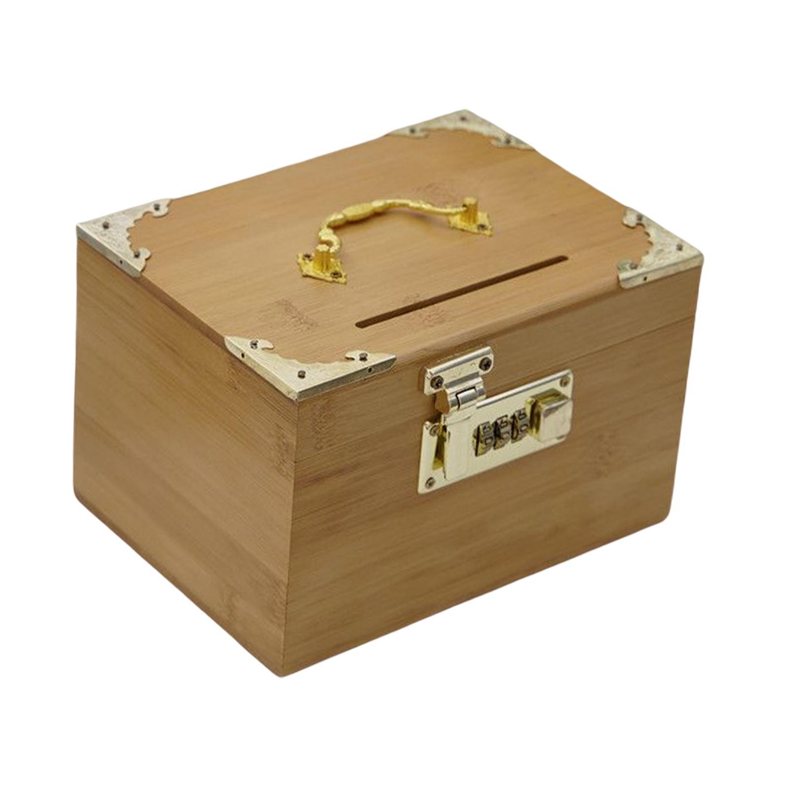 Vintage Wooden Piggy Bank Jewelry Box Storage Box Retro for Home Decor Dark