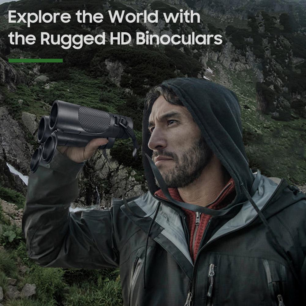 12×42 HD Zoom Binoculars Low Light Level Night Vision Binocular BAK4 Prism Long Distance Telescope with Diopter