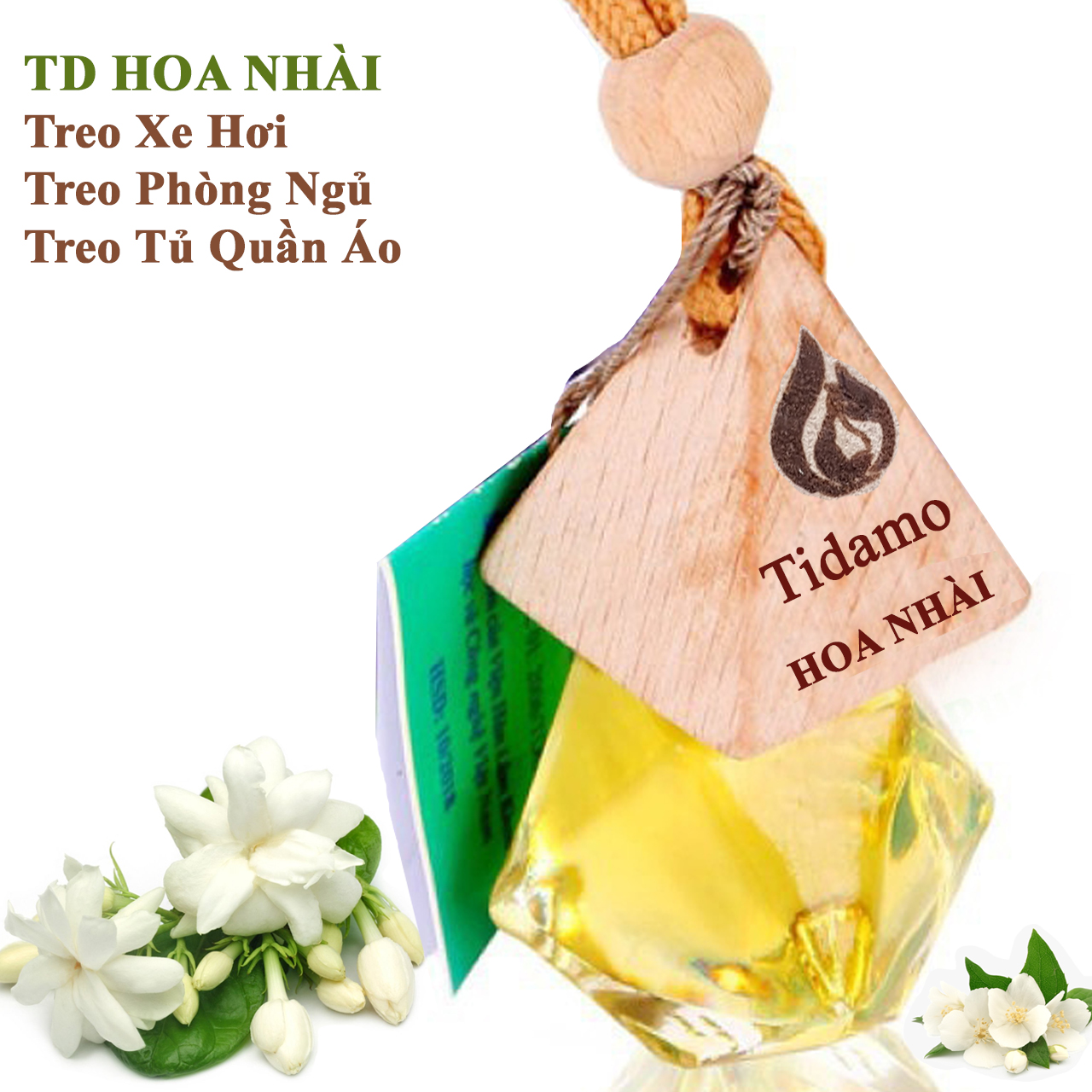 Tinh Dầu Hoa Nhài Treo Phòng, Treo Xe Hơi Tạo Hương Thơm Dịu Nhẹ Quý Phái - Tinh Dầu Hoa Lài TIDAMO (Jasmine) Nhập Khẩu, Có Kiểm Nghiệm Giúp Thơm Phòng, Thư Giãn và Tốt Cho Sức Khỏe