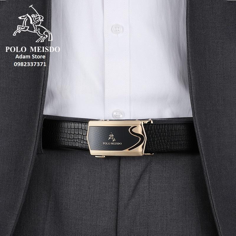 Thắt Lưng Nam Dây Nịt Nam Da Bò Cao Cấp POLO MEISDO Khóa Tự Động BH 24 Tháng