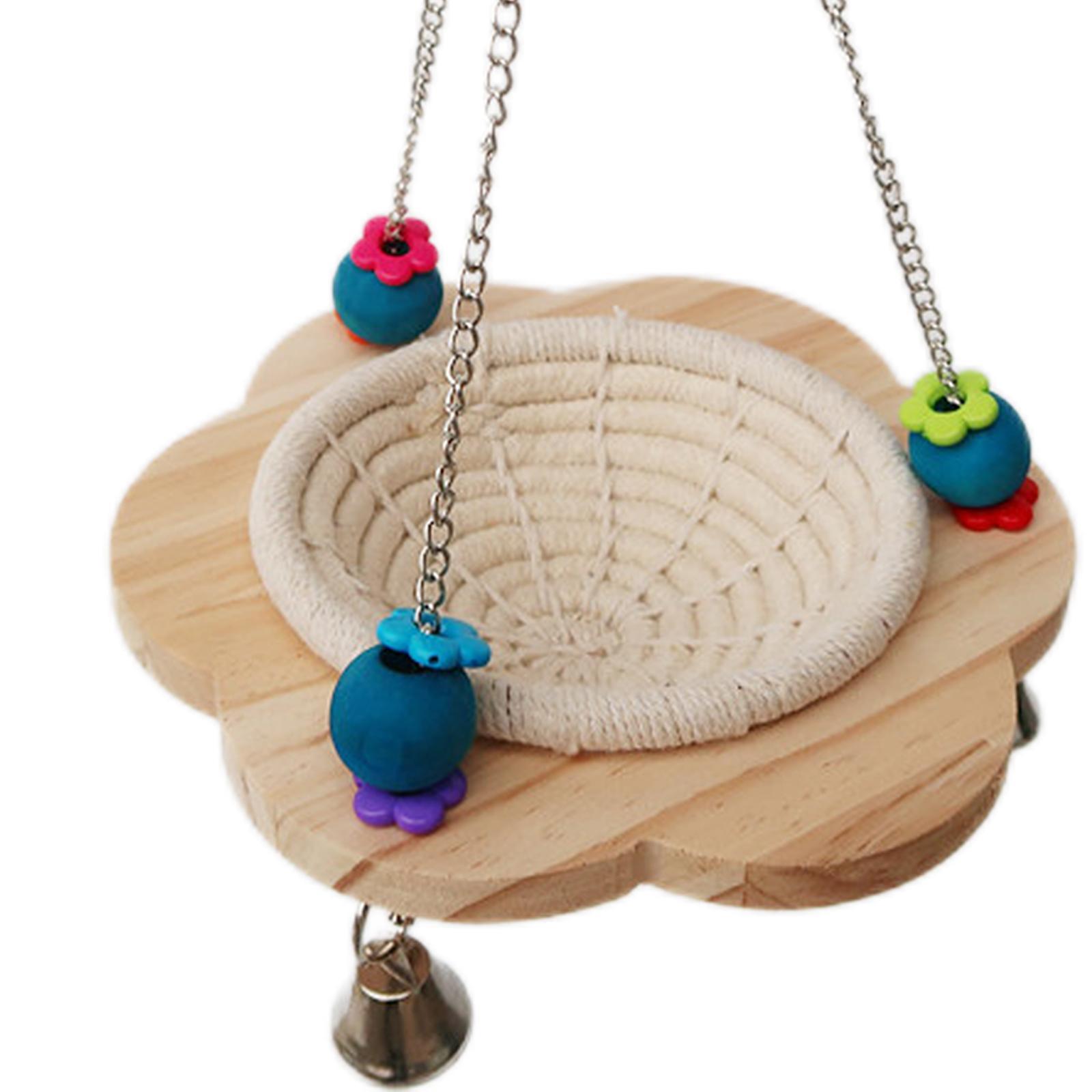 Bird Parrot Cage Toy Hammock Wooden Accessories Bird House Finches Funny A