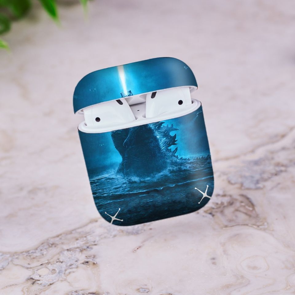 Miếng dán skin chống bẩn cho tai nghe AirPods in hình Godzilla - Godz003 (bản không dây 1 và 2)