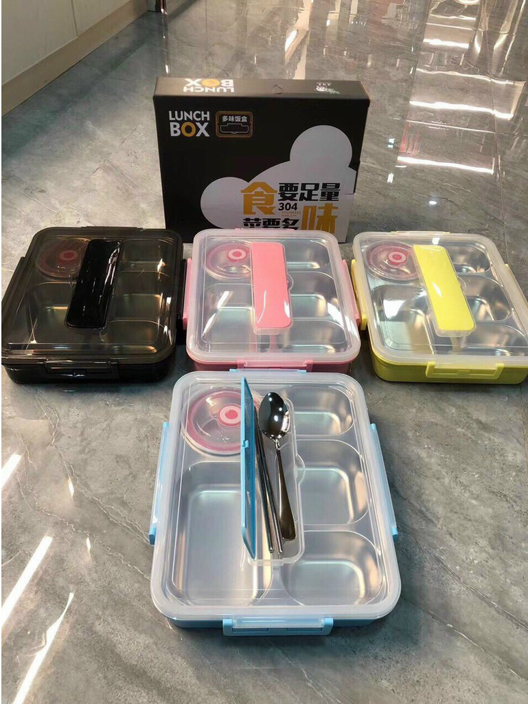 Hộp cơm inox 5 ngăn kèm đũa và thìa