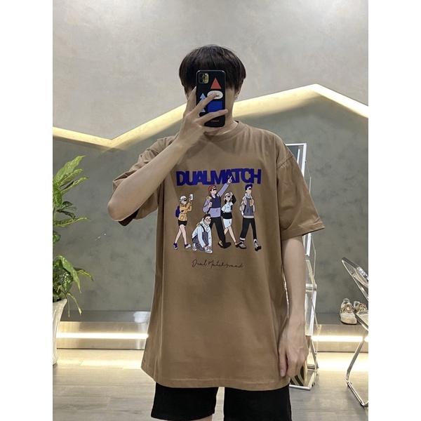 Áo thun tay lỡ áo cotton 2 chiều in hình hoạ tiết