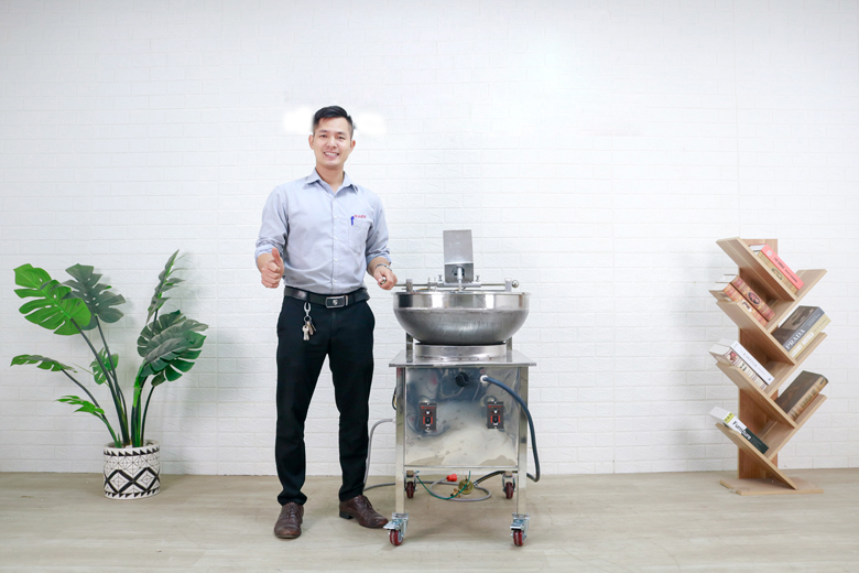 Máy rang cơm, chiên cơm, thực phẩm công nghiệp tự động đường kính 60 cm - Rang 1 tốc độ