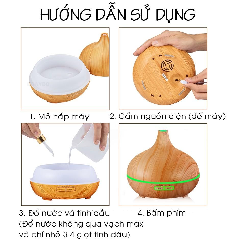 Máy Xông Tinh Dầu Khuếch Tán Tinh Dầu Cao Cổ 550ML (Tặng Tinh Dầu và Remote