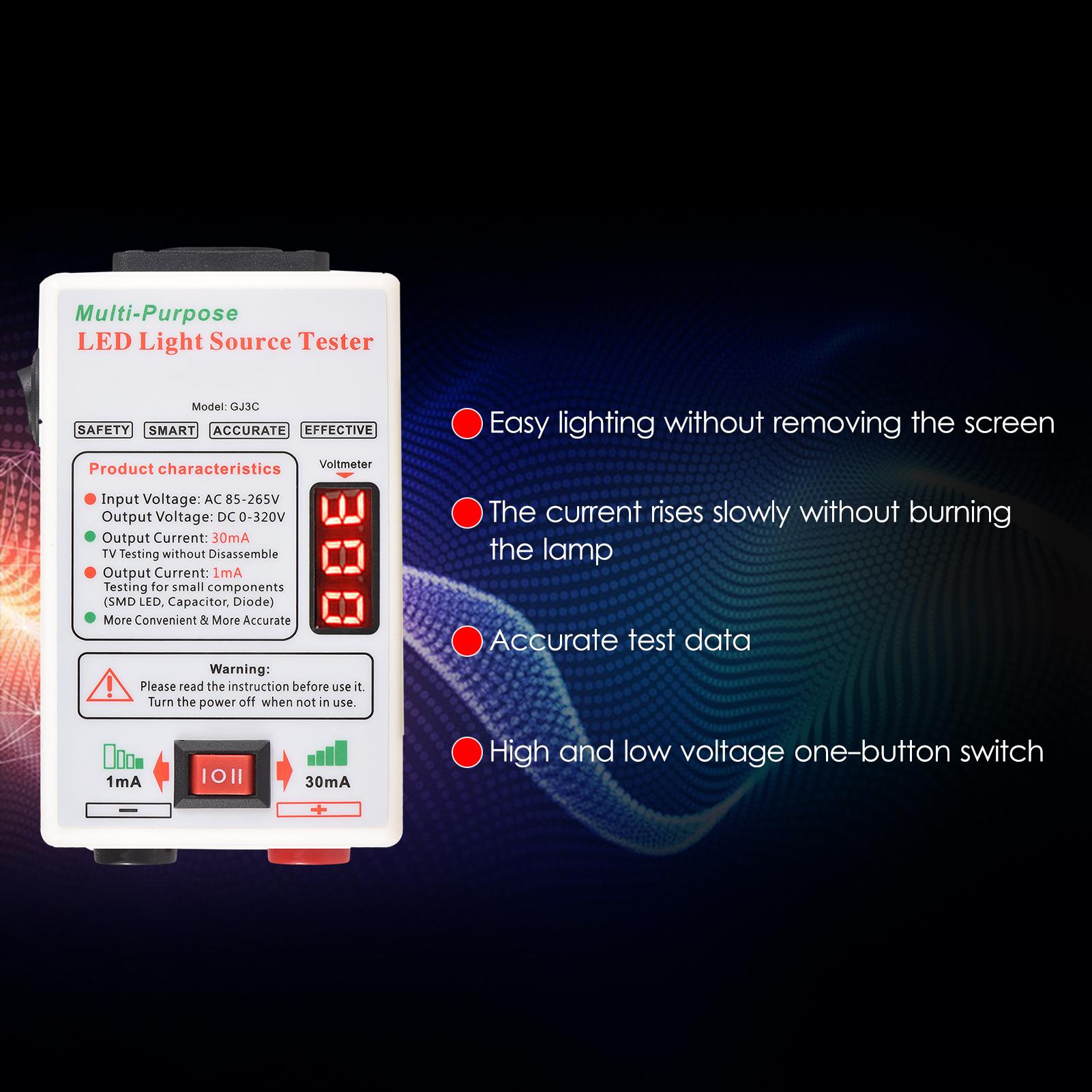 Voltage Test 1mA/30mA Convertible LED Backlight Tester Screen LED LCD TV Back Light Tester Meter Lamp Beads Light Board Test Strip Bead Diode Testing Repair Tool