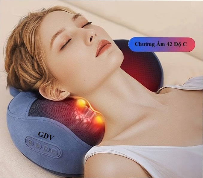 [Tặng củ sạc + cáp sạc] Gối Massage Cổ Vai Gáy Không Dây GDV S8 Ruột Gối Bằng Cao Su Non Loại 20 Bi Dùng Pin Sạc - Màu Ngẫu Nhiên - Hàng Chính Hãng