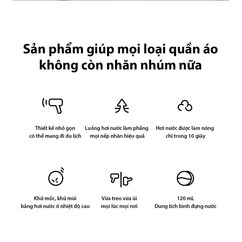 Bàn Là Ủi Hơi Nước Cầm Tay Bear Mini Tiện Lợi Là Ủi Quần Áo Nhanh Chóng GTJ-B10S1 - Hàng Chính Hãng