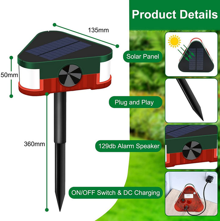 Máy báo động, báo trộm, đuổi động vật Wakamori SecuHome kèm remote sử dụng năng lượng mặt trời - Home and Garden