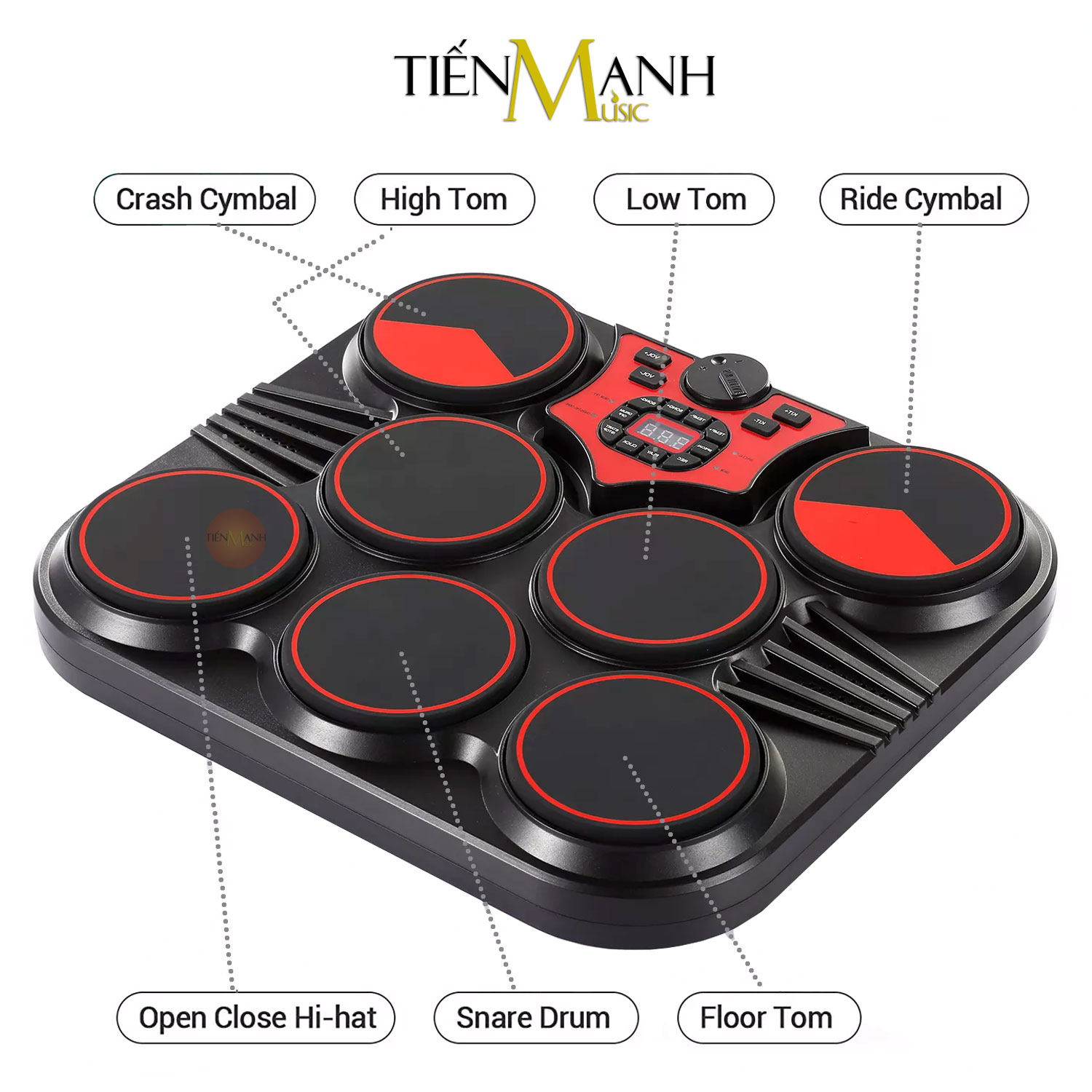 Bộ Trống Điện Tử 7 Mặt Wersi R7113 - 7 Pad Electronic Digital Drum Kit Hàng Chính Hãng - Kèm Móng Gẩy DreaMaker