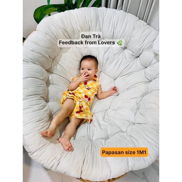 Papasan Mây Size 1M1 Kèm Nệm - Nội Thất Mây Tre Đan