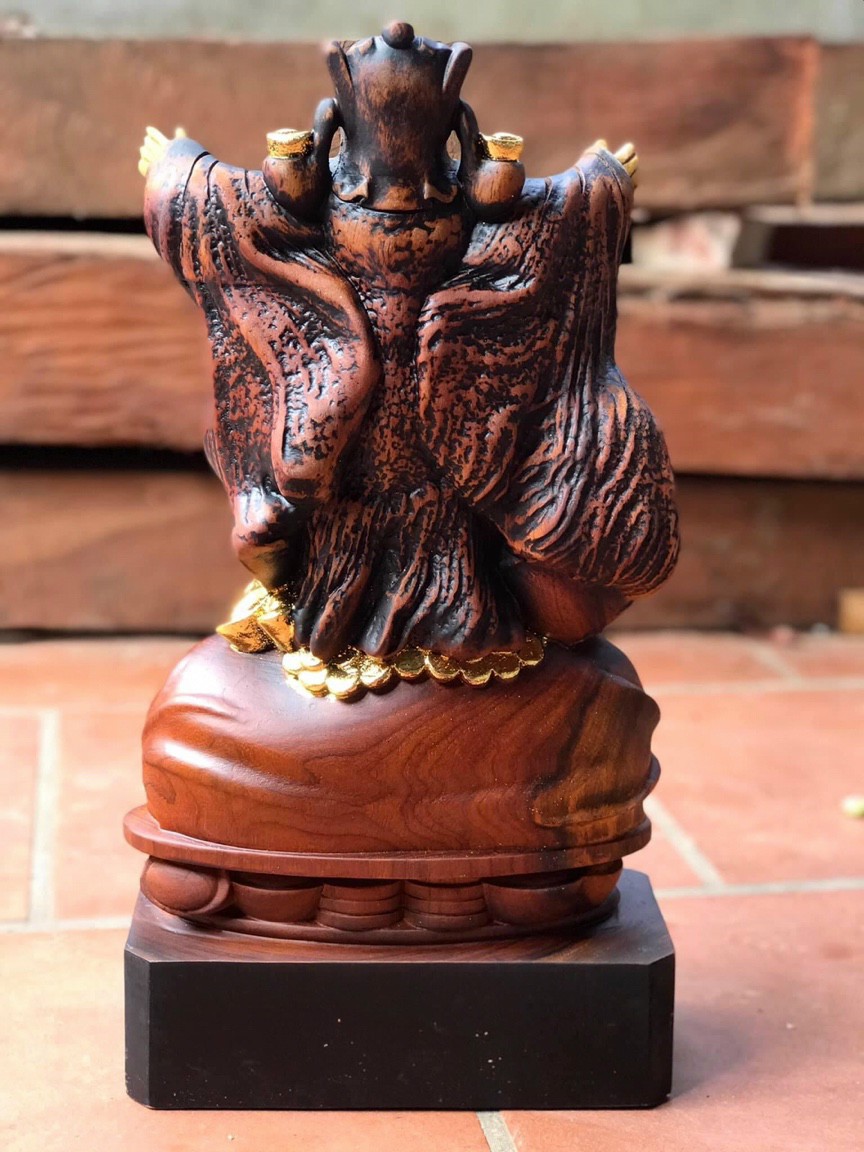 Tượng phật ông thần tài nghênh hỷ tô làm mầu giả cổ kt cao 50×27×12cm