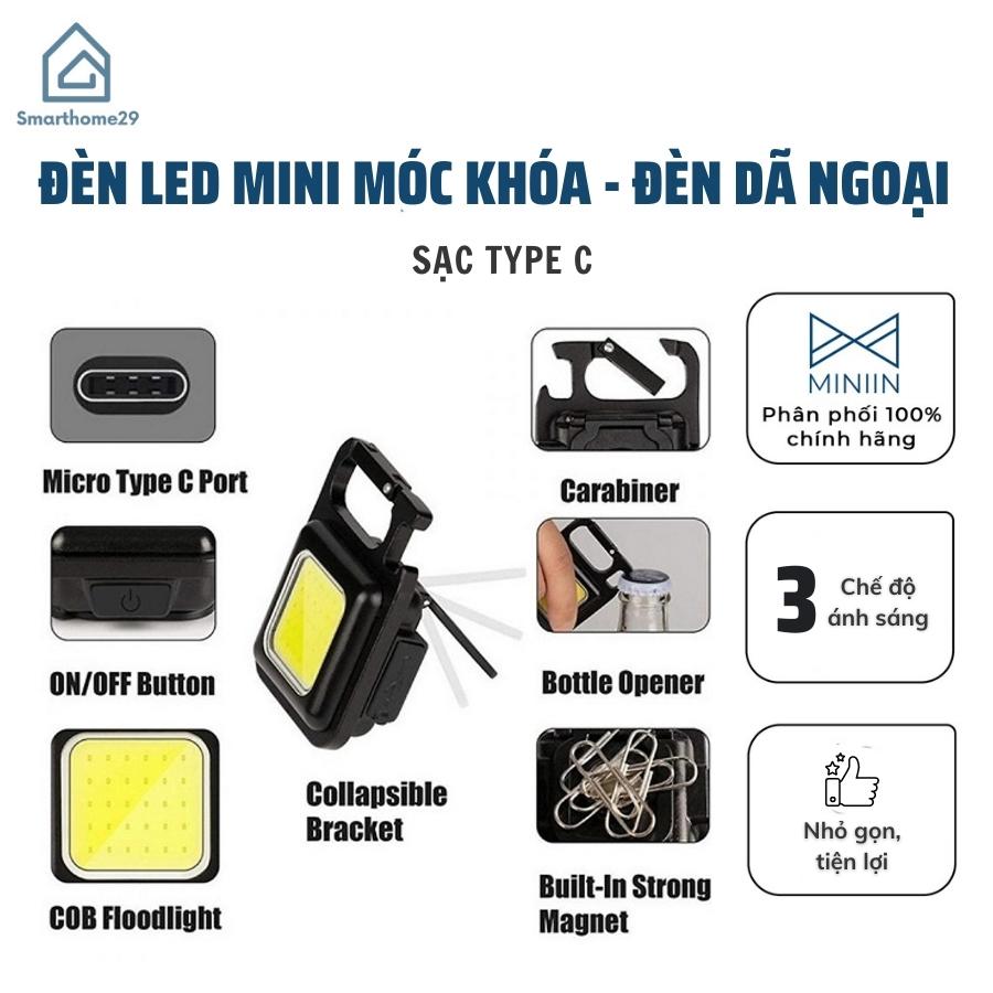 Đèn LED Mini Móc Khóa - Đèn Pin COB - Đèn Pin Dã Ngoại - Sạc USB Tiện Dụng - Hàng Loại 1 - Chính Hãng MINIIN