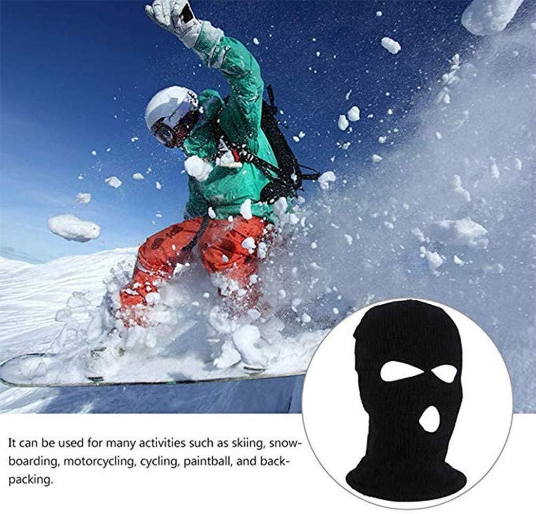 Mặt nạ đan 3 lỗ mùa đông, thể thao ngoài trời đầy đủ mặt nạ trượt tuyết ấm áp balaclava cho người lớn (đen)