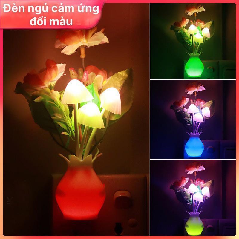 Đèn ngủ led mini cảm ứng ánh sáng thông minh hình cây nấm, bigzero