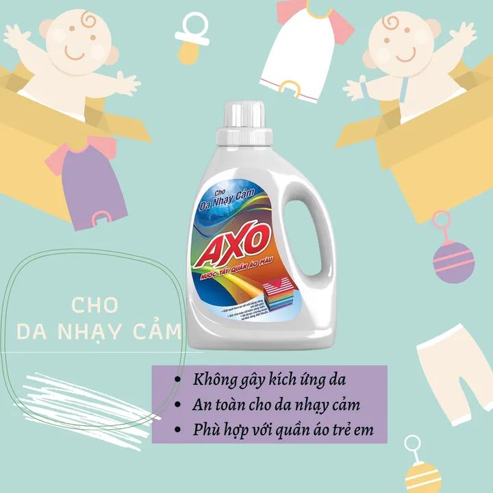 Combo 2 chai Axo Thanh Khiết 800ml - Nước tẩy quần áo an toàn với da em bé/ da nhạy cảm