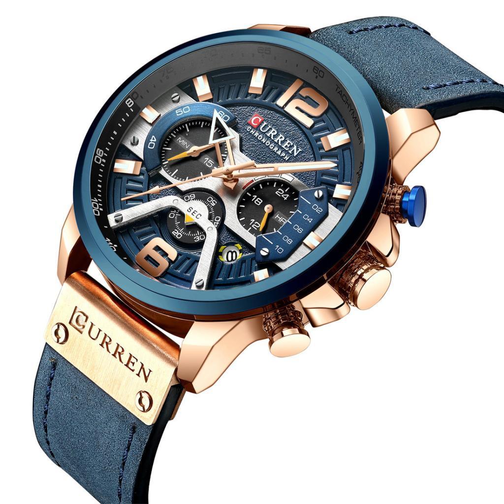 Mens  Watch Leather Chronograph Wristwatch