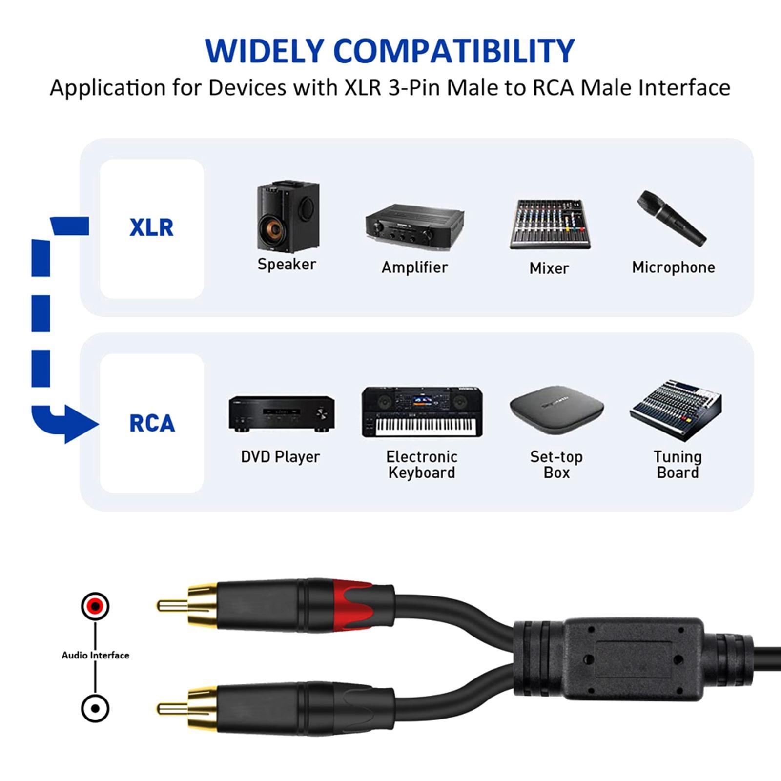 XLR to Dual Cable Phone Plug Male Lead for . Recorders