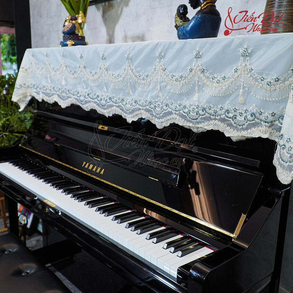 Khăn Phủ Đàn Piano Voan Trắng KU-028