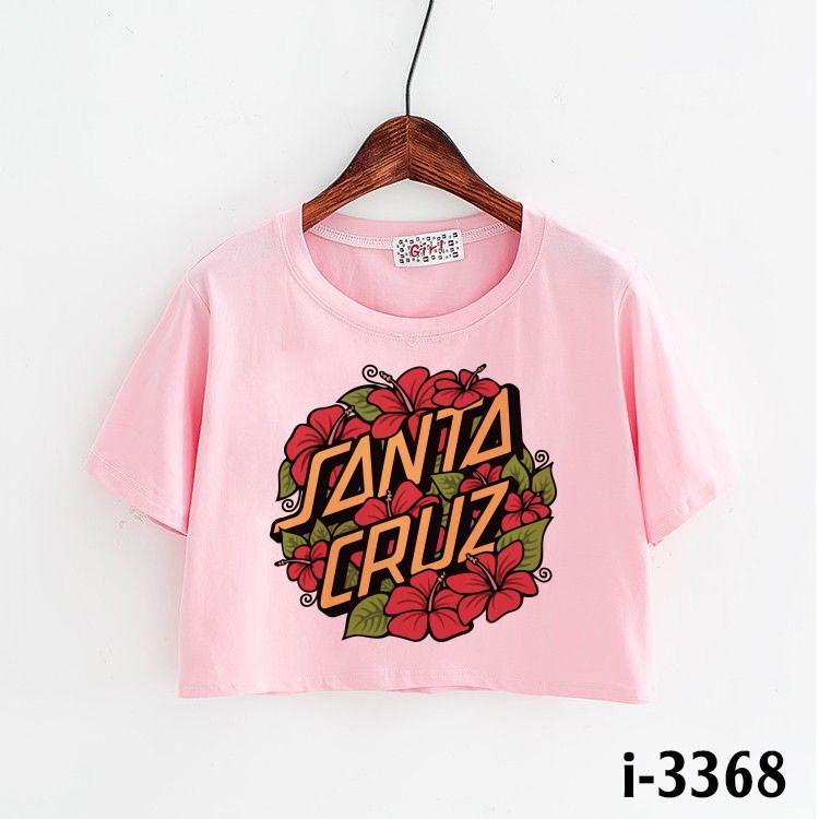M3368 Áo Thun Croptop In Bó Hoa SANTA CRUZ