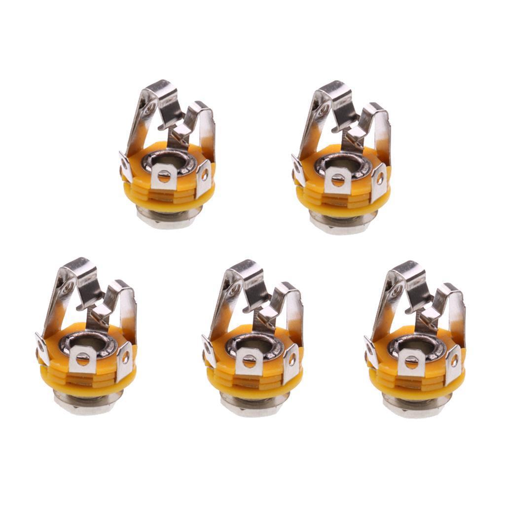 5 Pieces Guitar Stereo Socket 6.35mm Electric Guitar Stereo Socket