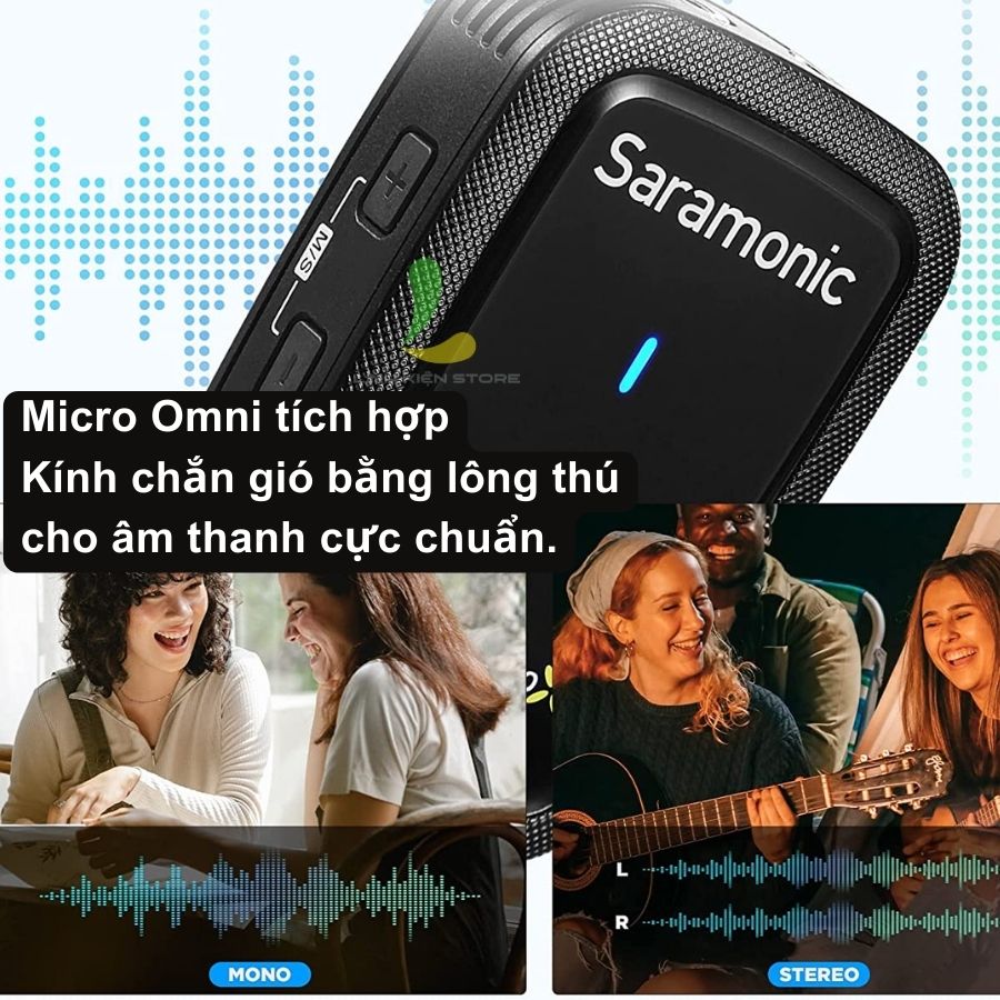 Micro thu âm Saramonic Blink500 ProX Q20 - Micro ghi âm pin 10h và truyền dẫn công nghệ tần số không dây 2.4GHz - Hàng nhập khẩu