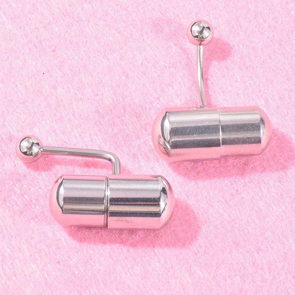Silver stainless steel vibrating belly button navel ring nose lip body ring