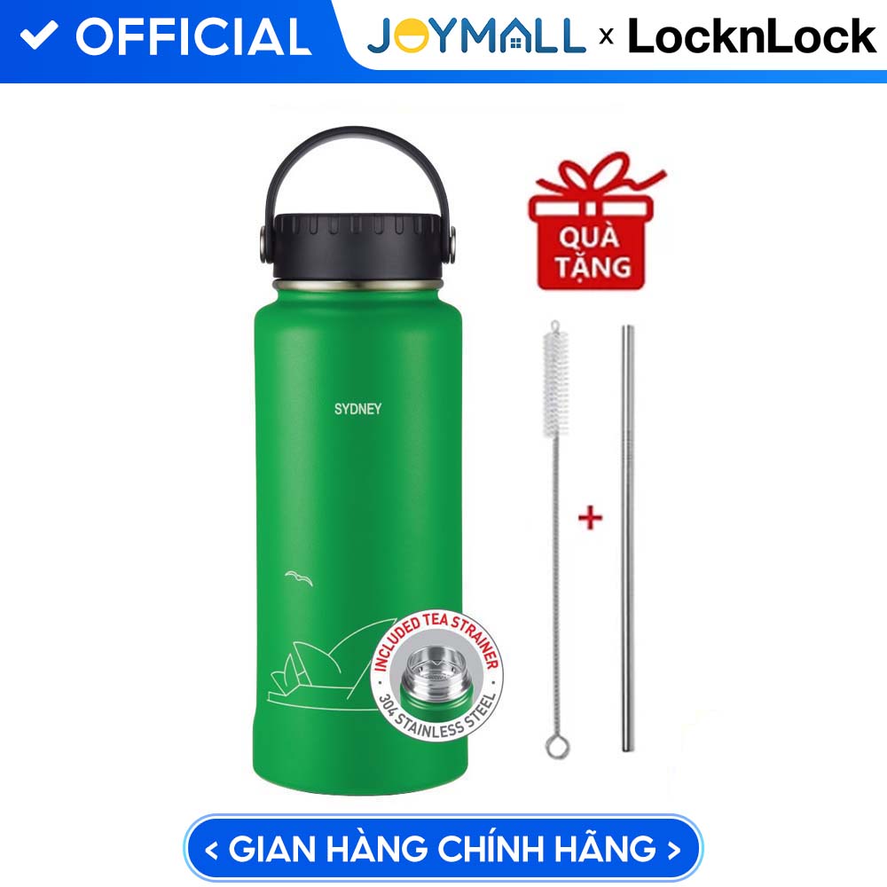 Bình Giữ Nhiệt Lock&Amp;Lock Riga Tumbler Lhc4160 897Ml - Hàng Chính Hãng, Bằng Thép Không Gỉ, Có Lưới Lọc Inox - Tặng Kèm Ống Hút Và Cọ Rửa Ống Hút - Xanh Lá