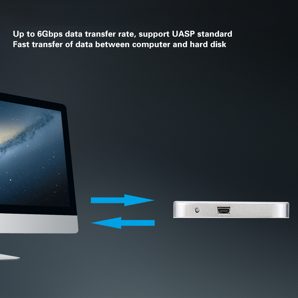 Hộp Ổ Đĩa Cứng SATA SSD HDD USB 3.0 Mỏng Siêu Tốc Độ 6GbPS Bằng Nhôm 2,5 Inch + Cáp USB