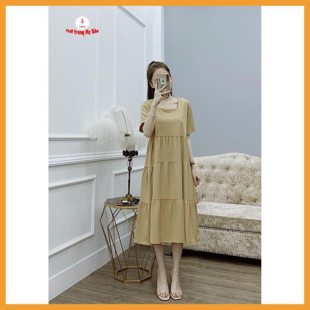 Váy bầu thiết kế baby cổ vuông ( ảnh thật) (shop Tatoco