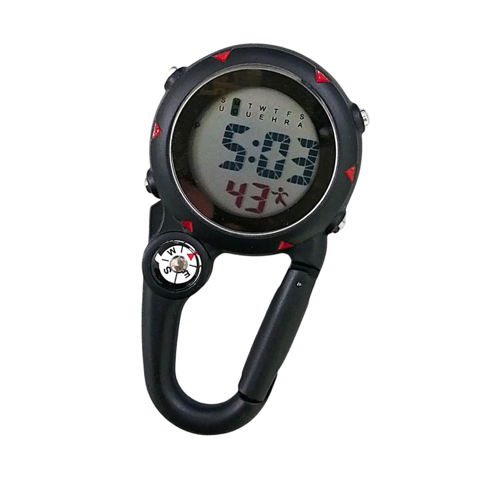 Digital Carabiner Watch Clip Unisex Pocket Watch Luminous for Outdoor Sports